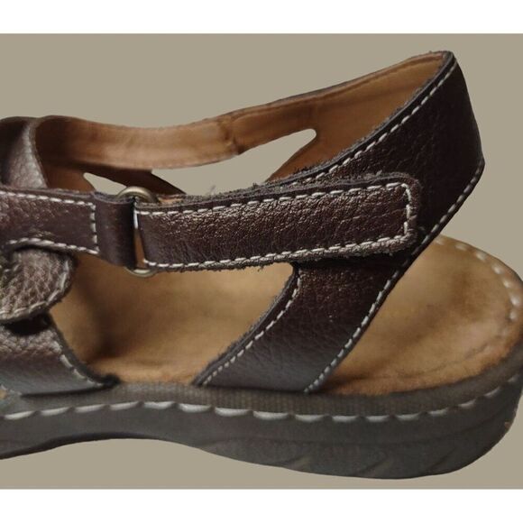 Easy Spirit Brown Pearlie Leather Sandals with Adjustable Strap Women's Size 8 - Picture 10 of 11